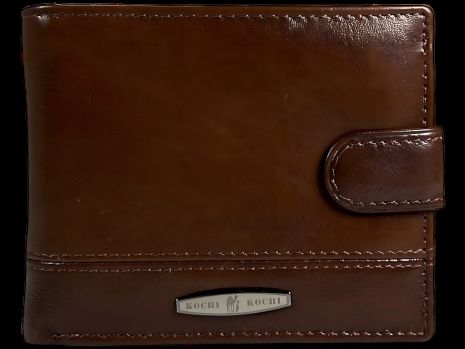 Натуральный кожаный мужской кошелёк, 3 отделения, коричневый