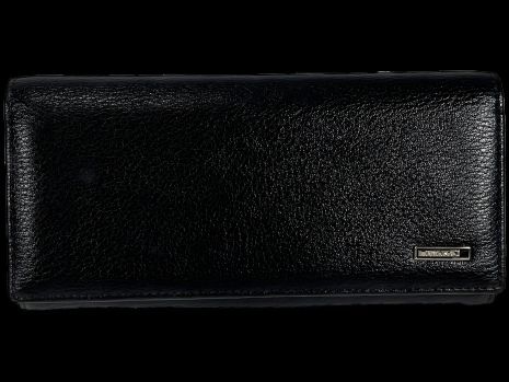 Чорний гаманець жіночий з кнопковою застібкою з екошкіри Чорний гаманець жіночий з кнопковою застібкою з екошкіри