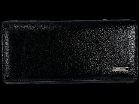 Чорний гаманець жіночий з кнопковою застібкою з екошкіри Чорний гаманець жіночий з кнопковою застібкою з екошкіри