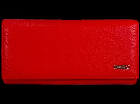 Стильний червоний гаманець з екошкіри з кнопковою застібкою, 4 відділення для купюр