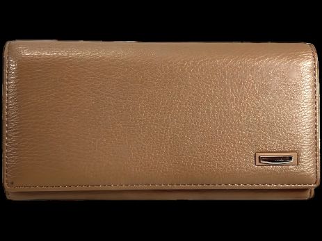 Жіночий гаманець з екошкіри, бежевий, з кнопковою застібкою