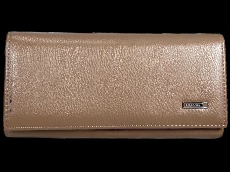 Женский кошелек из экокожи, бежевый, со застежкой на кнопке