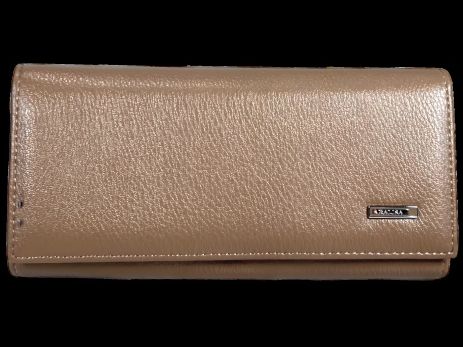 Жіночий гаманець з екошкіри, з кнопковою застібкою, бежевий