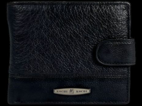 Гаманець чоловічий з натуральної шкіри, 3 відділа для купюр, чорний колір
