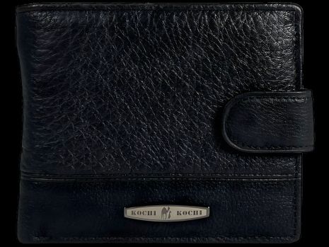 Гаманець чоловічий з натуральної шкіри, 3 відділа для купюр, чорний колір