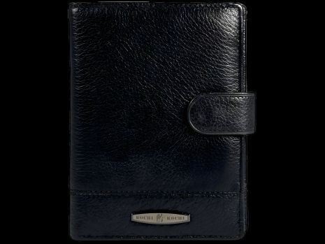 Мужской кошелек из натуральной кожи, 3 отделения для купюр, черный цвет