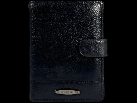 Чоловічий гаманець з натуральної шкіри, 3 відділа для купюр, чорного кольору, сучасний дизайн