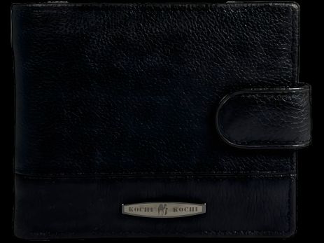 Чоловічий класичний гаманець з натуральної шкіри, 3 відділи для купюр, чорний колір