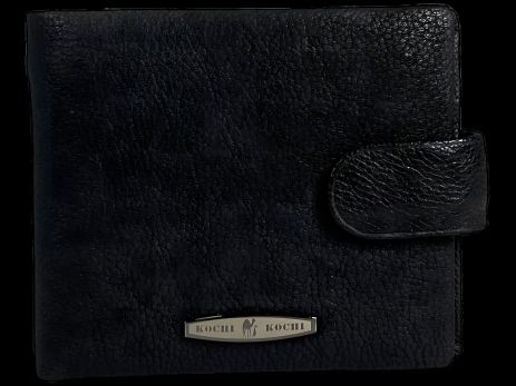 Кожаный кошелек мужской с 3 отделами для купюр, черный