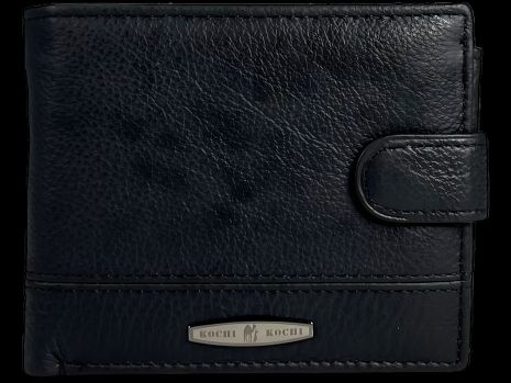 Практичный мужской кошелек из натуральной кожи, 3 отделения для купюр, черный.