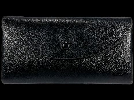 Женский кошелек из экокожи, черный, два выделения для купюр на молнии