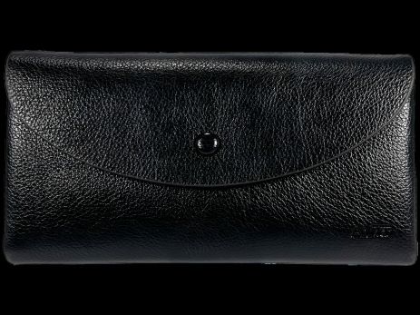 Женский кошелек из экокожи, черный, два выделения для купюр на молнии