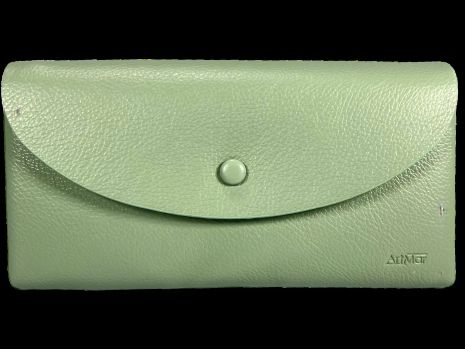 Мятный кошелек из экокожи, два отделения для купюр на молнии