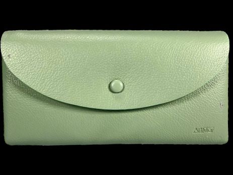 Мятный кошелек из экокожи, два отделения для купюр на молнии