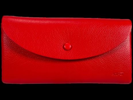 Женский красный кошелек из кожзаменителя с кнопочной застежкой