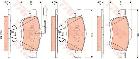 Комплект тормозных колодок OPEL COMBO дисковый TRW GDB1864 Комплект тормозных колодок OPEL COMBO дисковый TRW GDB1864