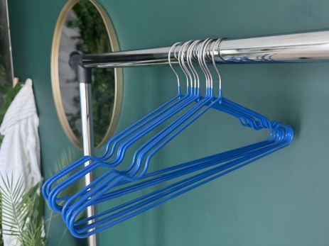 Набір прогумованих плічок металевих для одягу (10 шт) 3748blue