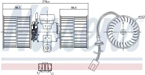 Вентилятор салона VW CADDY, SKODA FELICIA, NISSENS (87411)