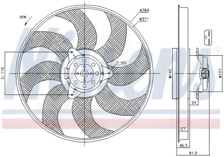 Охлаждающий вентилятор двигателя RENAULT KANGOO, NISSENS (85794)