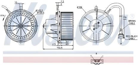 Вентилятор салона для VW TRANSPORTER, NISSENS (87155)