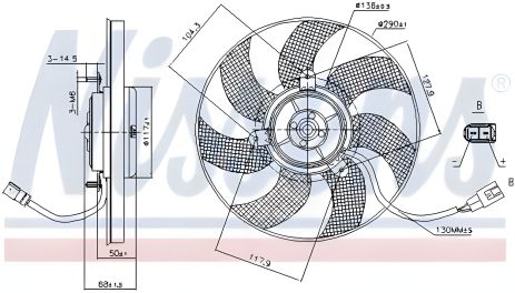 Вентилятор двигуна охолодження SKODA SUPERB, SEAT ALTEA, NISSENS (85680)