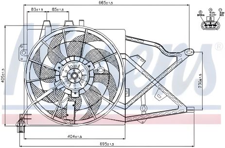 Охолоджувальний вентилятор двигуна OPEL VECTRA, OPEL VECTRA, NISSENS (85208)
