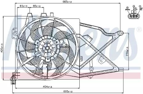 Вентилятор охолодження двигуна OPEL VECTRA, OPEL VECTRA, NISSENS (85208)