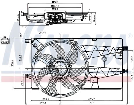 Охлаждающий вентилятор двигателя для FIAT QUBO, PEUGEOT BIPPER, NISSENS (85693)