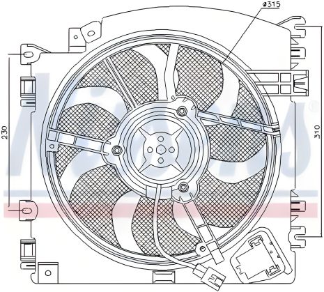 Охлаждающий вентилятор двигателя для NISSAN NOTE, RENAULT CLIO, NISSENS (85598)