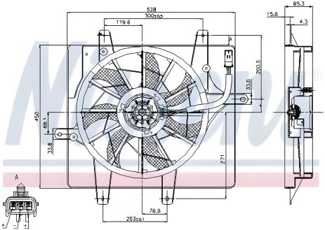 Охолоджуючий вентилятор для двигуна CHRYSLER PT, NISSENS (85289)