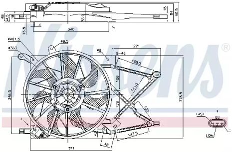 Вентилятор охлаждения двигателя OPEL ASTRA G (98-), NISSENS (85154)