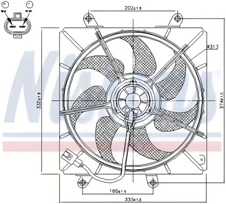 Вентилятор охолодження двигуна для TOYOTA AVENSIS, NISSENS (85014)