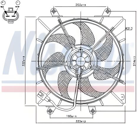 Вентилятор охолодження двигуна для TOYOTA AVENSIS, NISSENS (85014)