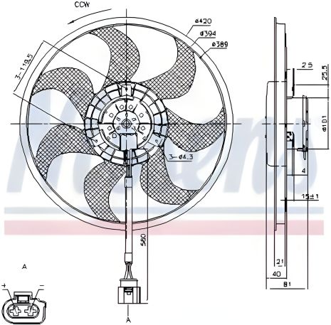 Вентилятор охолодження двигуна VW TRANSPORTER T5 (7H, 7E) (03-), NISSENS (85805) Вентилятор охолодження двигуна VW TRANSPORTER T5 (7H, 7E) (03-), NISSENS (85805)