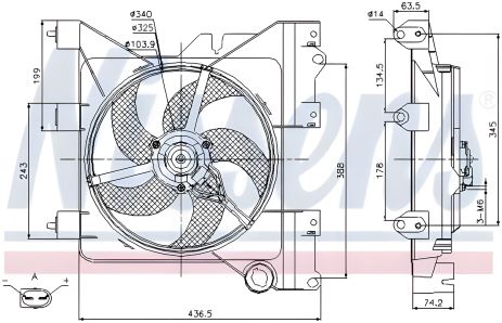 Двигательный охлаждающий вентилятор PEUGEOT PARTNER, CITROËN XSARA, NISSENS (85316)