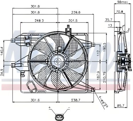Охолодження двигуна вентилятор NISSAN KUBISTAR, RENAULT THALIA, NISSENS (85252)
