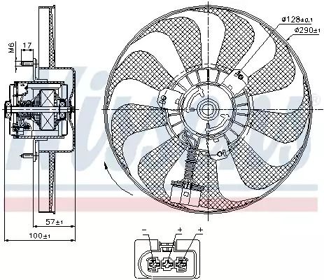 Вентилятор охолодження двигуна SEAT IBIZA, VW GOLF, NISSENS (85684)