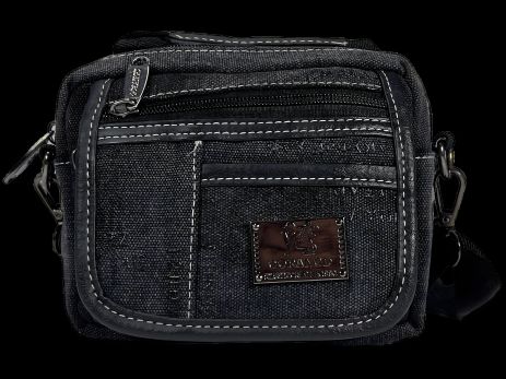 Черная компактная крепкая сумка через плечо на четыре отделения