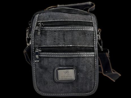 Комфортная сумка через плечо из брезента на пять отделений, черная