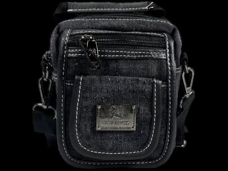 Практична сумка через плече з брезенту, 4 відділення, чорного кольору