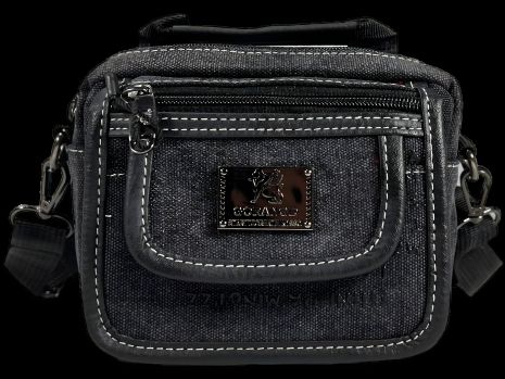 Сумка брезентова через плече, міцна, 4 відділення, чорний колір