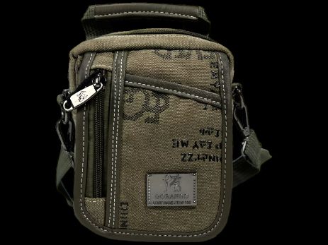 Брезентова чоловіча сумка через плече в класичному стилі, хакі