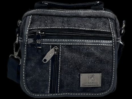 Четырехсекционная брезентовая сумка через плечо, черная