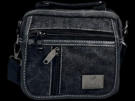 Четырехсекционная брезентовая сумка через плечо, черная