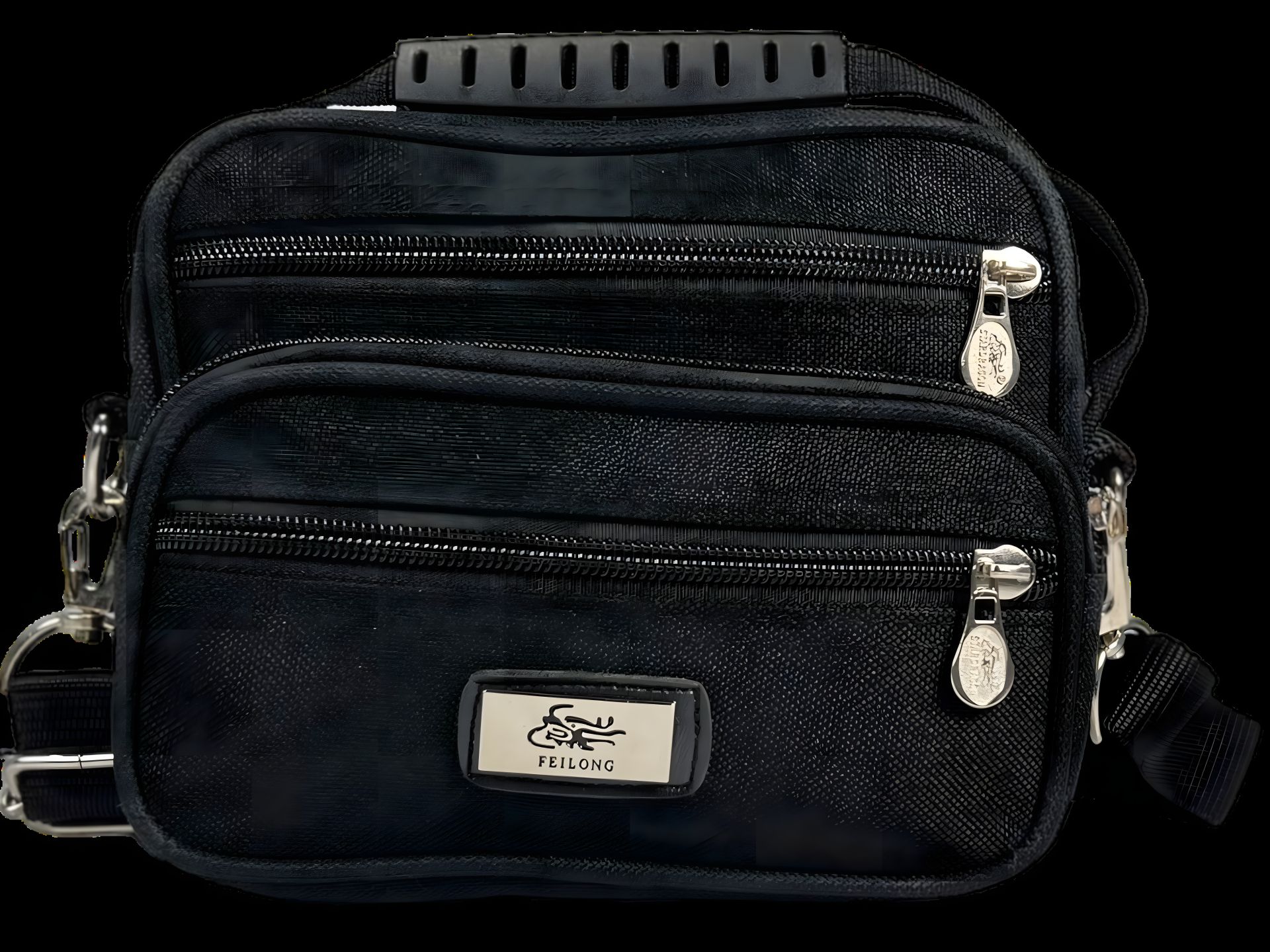 Чоловіча сумка через плече, п’ять відділень, чорна Чоловіча сумка через плече, п’ять відділень, чорна