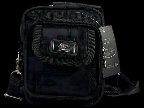 Сумка чорна міцна компактна та практична через плече на чотири відділення