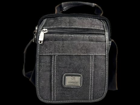 Черная брезентовая сумка через плечо, пять отделений