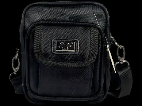 Мужская сумка через плечо, 4 отделения, съемный ремень, чёрная