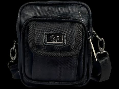 Чоловіча текстильна сумка через плече на чотири відділення, знімний ремінь, чорна