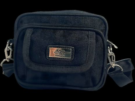 Брезентова сумка компактна на чотири відділення через плече, чорна